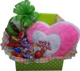 Cx.Decorada c/Pelúcia Coração Rosa 38X33cm+Chocolates e mens