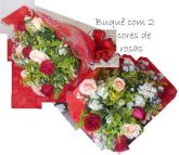 Buquê 12 rosas 2 cores + mensagem fonada