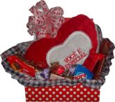 CX decorada c/Pelúcia Coração 38X33cm+diversos Chocol+mensag